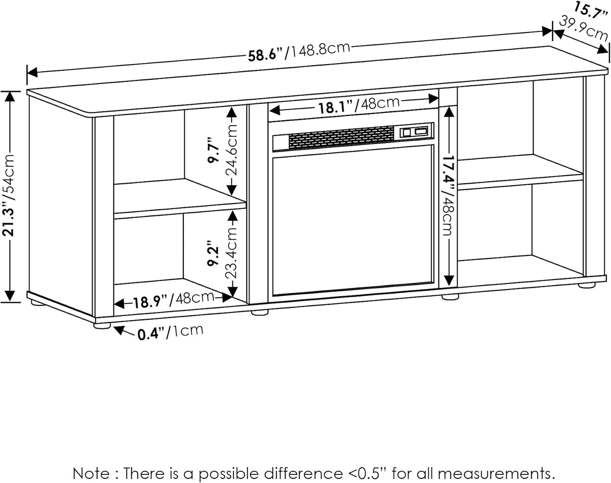 CLASSIC 3-Tier Fireplace TV Stand for TV up to 60 Inch, Americano