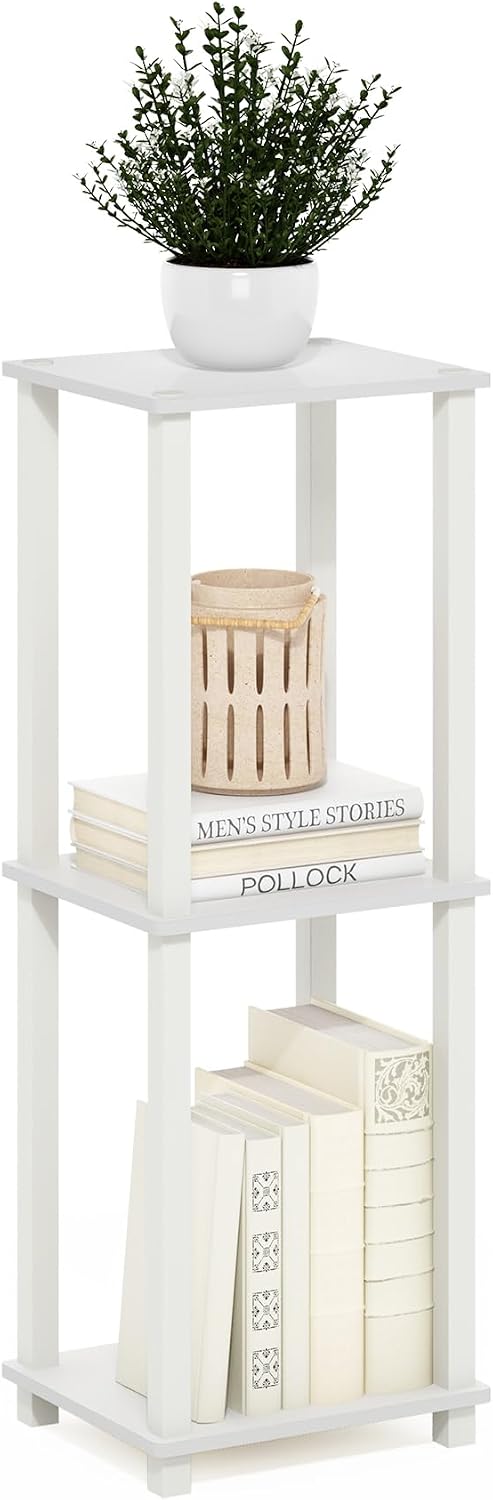 Simplistic Side Tables Set of 2, 2-Tier Small End Tables with Open Shelf, Easy Assembly Toolless Night Stands, Nightstand, for Living Room, Bedroom, White