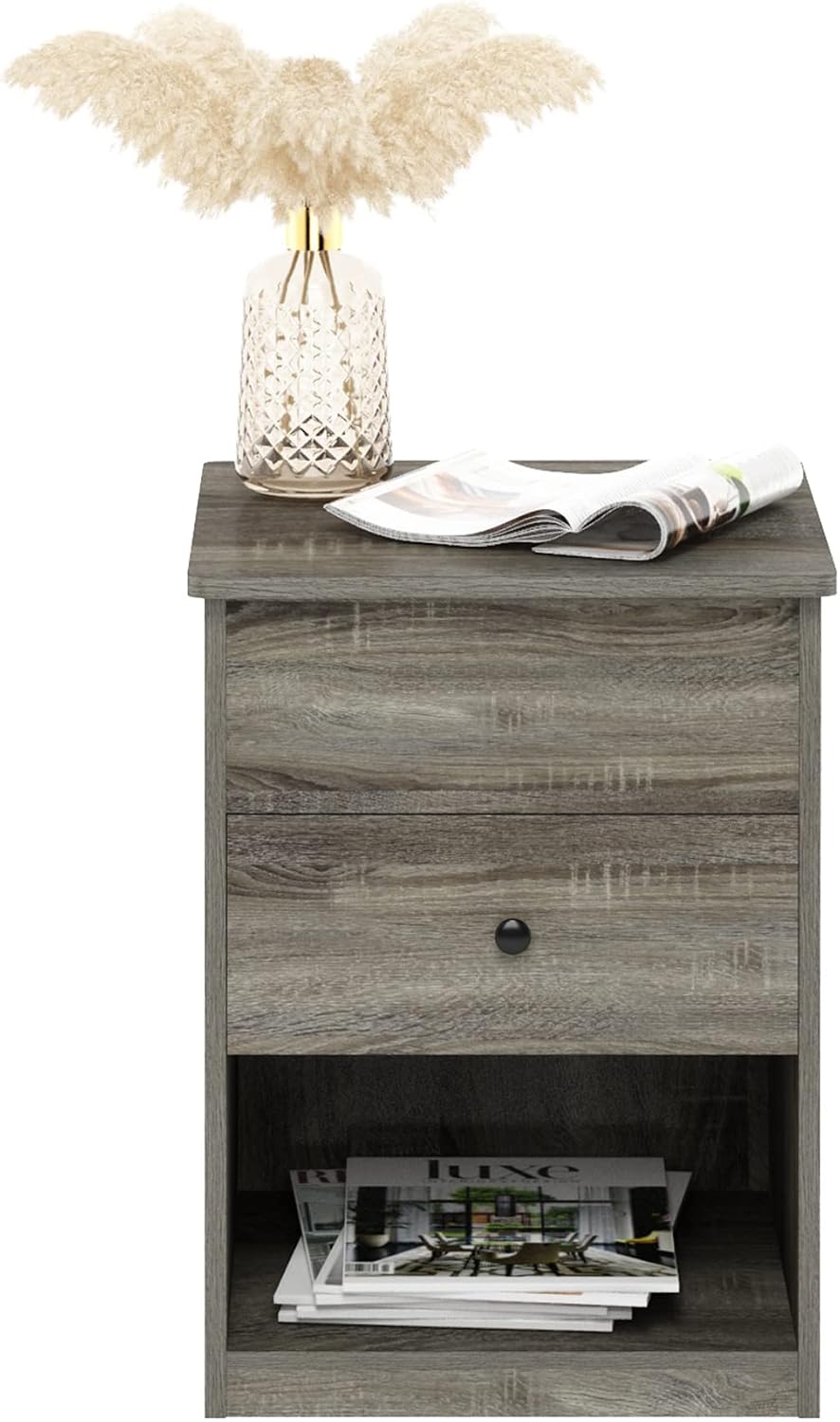 Jensen Lift-Top Night Stand with Drawer, French Oak Grey