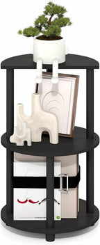 Turn-N-Tube Side Table, 3-Tier Round End Table, Black Espresso