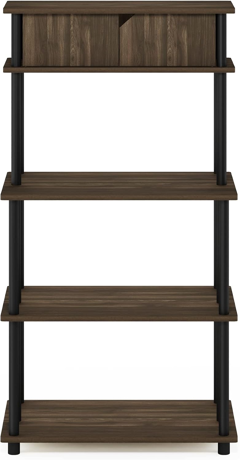 Turn-N-Tube Kitchen Storage Shelf with Top Cabinet for Kitchen, Dining Room and Home Office, Columbia Walnut/Black