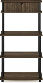 Turn-N-Tube Kitchen Storage Shelf with Top Cabinet for Kitchen, Dining Room and Home Office, Columbia Walnut/Black