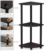 Turn-N-Tube Toolless Assembly 3-Tier Storage Shelves, Dark Walnut