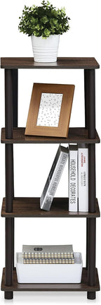RATA Book Shelf, 5-Tier Industrial Multipurpose Flat Base Bookshelf, Bookcase with Metal Frame, Wide, Columbia Walnut