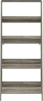 Ladder Bookcase Display Shelf, 5-Tier, French Oak