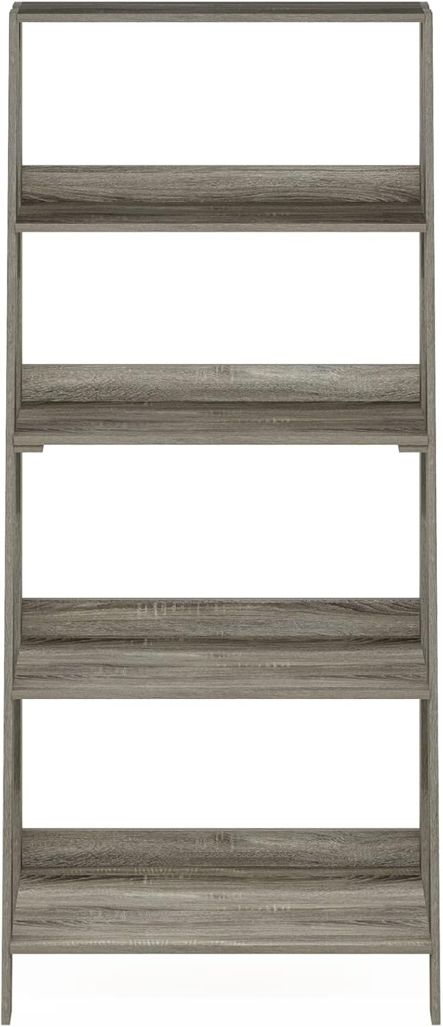 Ladder Bookcase Display Shelf, 5-Tier, French Oak