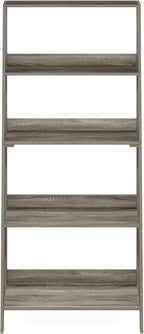 Ladder Bookcase Display Shelf, 5-Tier, French Oak