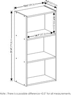 LUDER 3-Tier Book Shelf, Open Shelves Bookshelf, French Oak