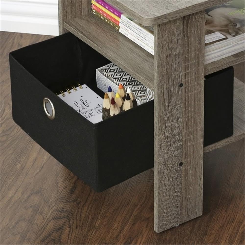 ANDREY Set of 2 Square 2-Tier Side Table, End Table, French Oak