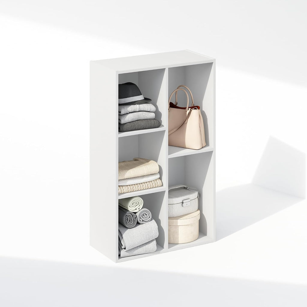 Reed Closet Organizers and Storage, 5-Cube Reversible Closet Shelves, Closet Organization Shelf, 9.4 x 19.5 x 31.5, for Bedroom, Closet, White