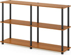TURN-N-TUBE Storage Shelves, 3-Tier 47.4 Wide Book Shelf, Corner Shelf, Toolless Open Shelves, for Organization and Storage, Living Room, Garage, Home Office, Light Cherry