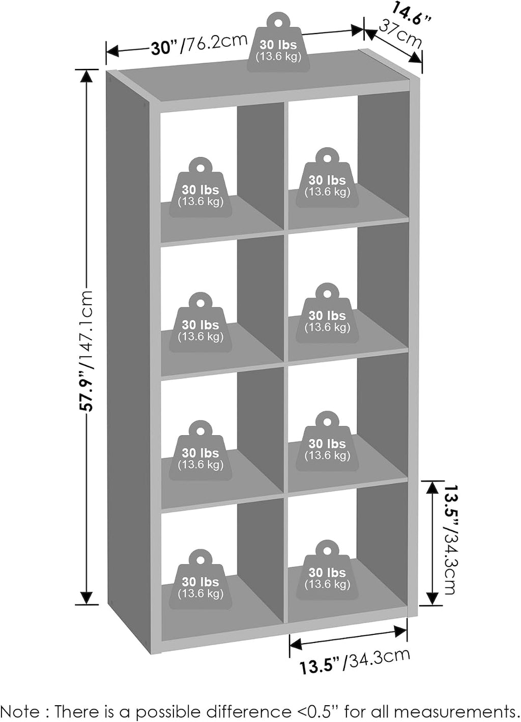 Cubic Extra Thick 8-Cube Closet Organizers and Storage, Dark Oak