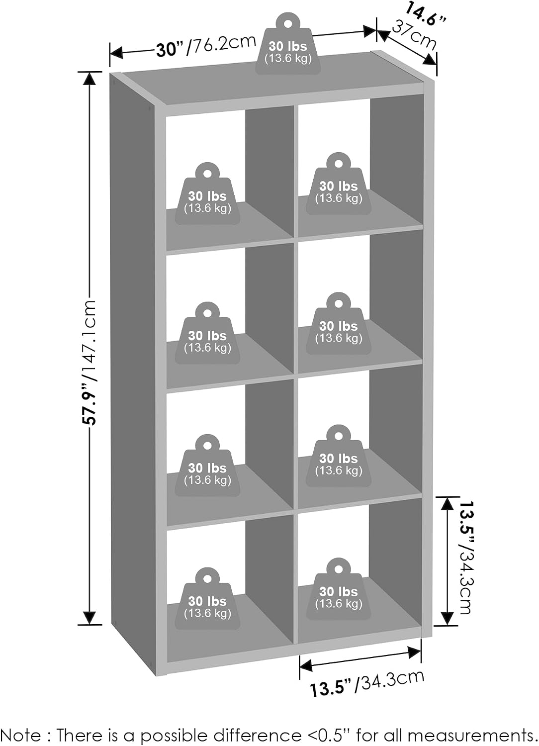 Cubic Extra Thick 8-Cube Closet Organizers and Storage, Dark Oak