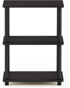 Turn-N-Tube Toolless Assembly 3-Tier Black Book Shelf, Corner Shelf, Open Shelves, for Organization and Storage, Living Room, Garage, Home Office, Black Espresso