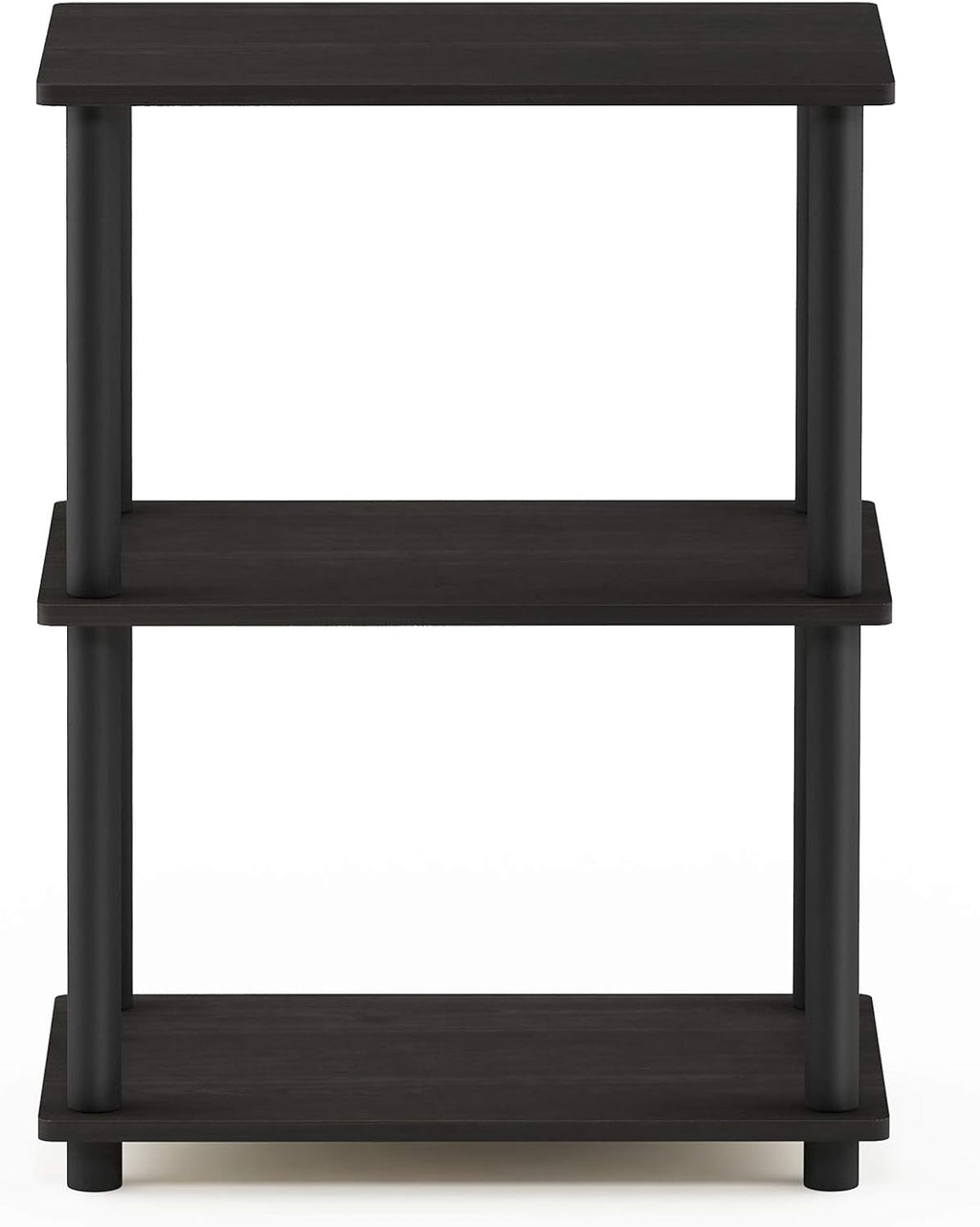 Turn-N-Tube Toolless Assembly 3-Tier Black Book Shelf, Corner Shelf, Open Shelves, for Organization and Storage, Living Room, Garage, Home Office, Black Espresso
