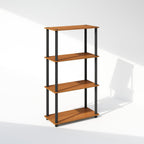 Turn-N-Tube Book Shelf, 4-Tier Bookshelf, Bookcase with Multipurpose Compact Display Rack, 11.6 x 23.6 x 43.2, for Living Room, Bedroom, Home Office, Light Cherry/Black