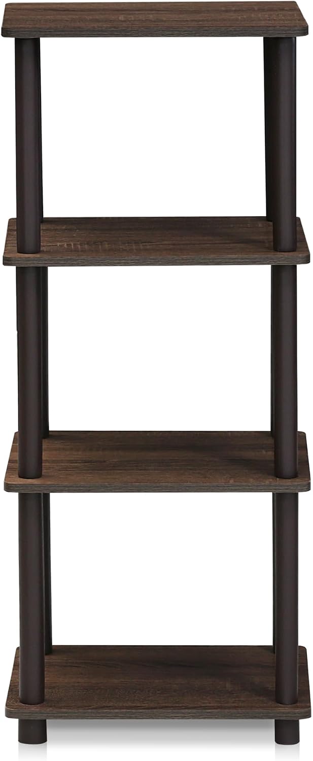 RATA Book Shelf, 5-Tier Industrial Multipurpose Flat Base Bookshelf, Bookcase with Metal Frame, Wide, Columbia Walnut