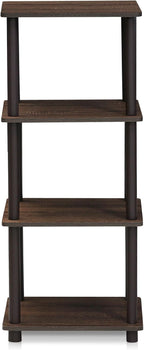 RATA Book Shelf, 5-Tier Industrial Multipurpose Flat Base Bookshelf, Bookcase with Metal Frame, Wide, Columbia Walnut