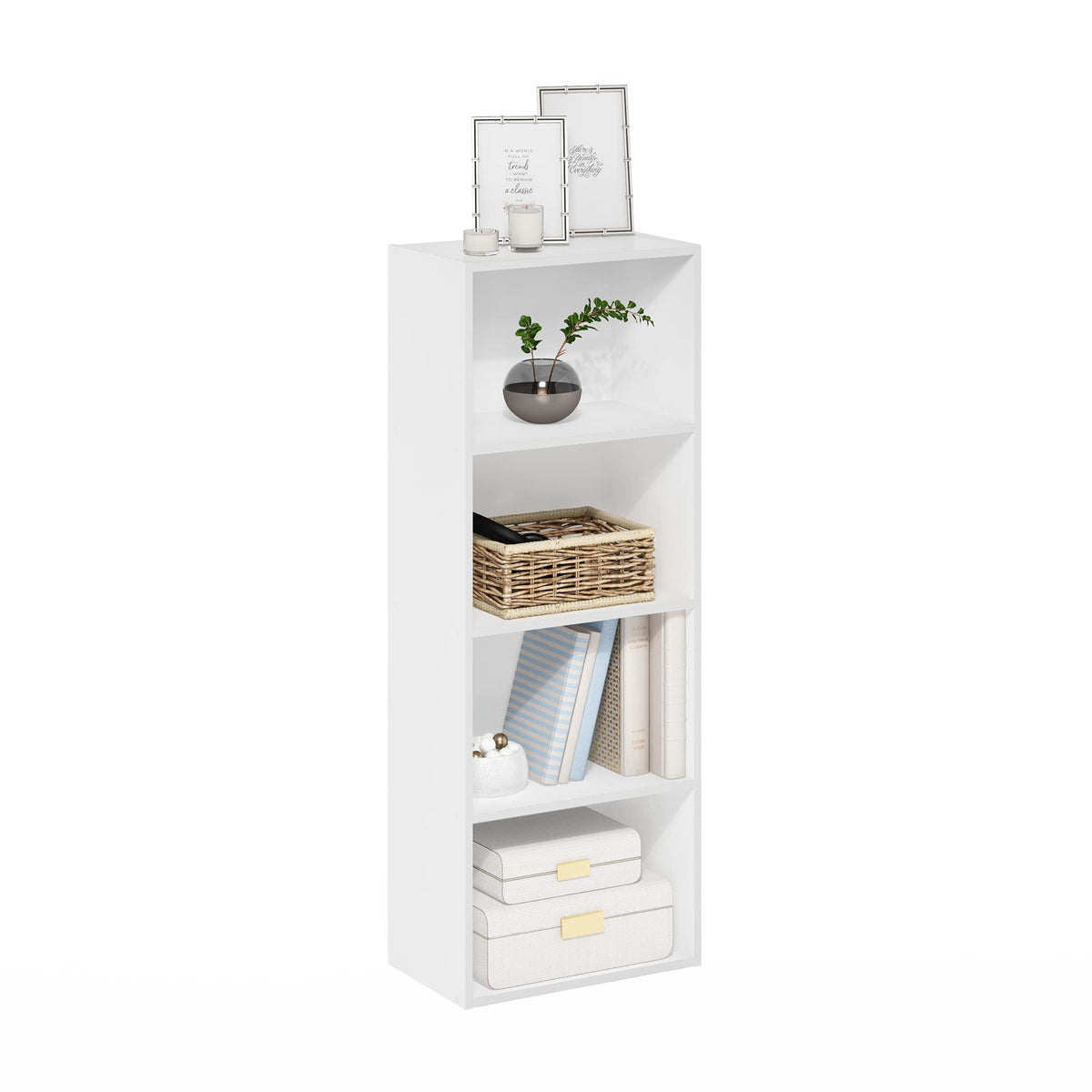 4-Tier Book Shelf, Open Shelves Bookshelf, Light Blue/White