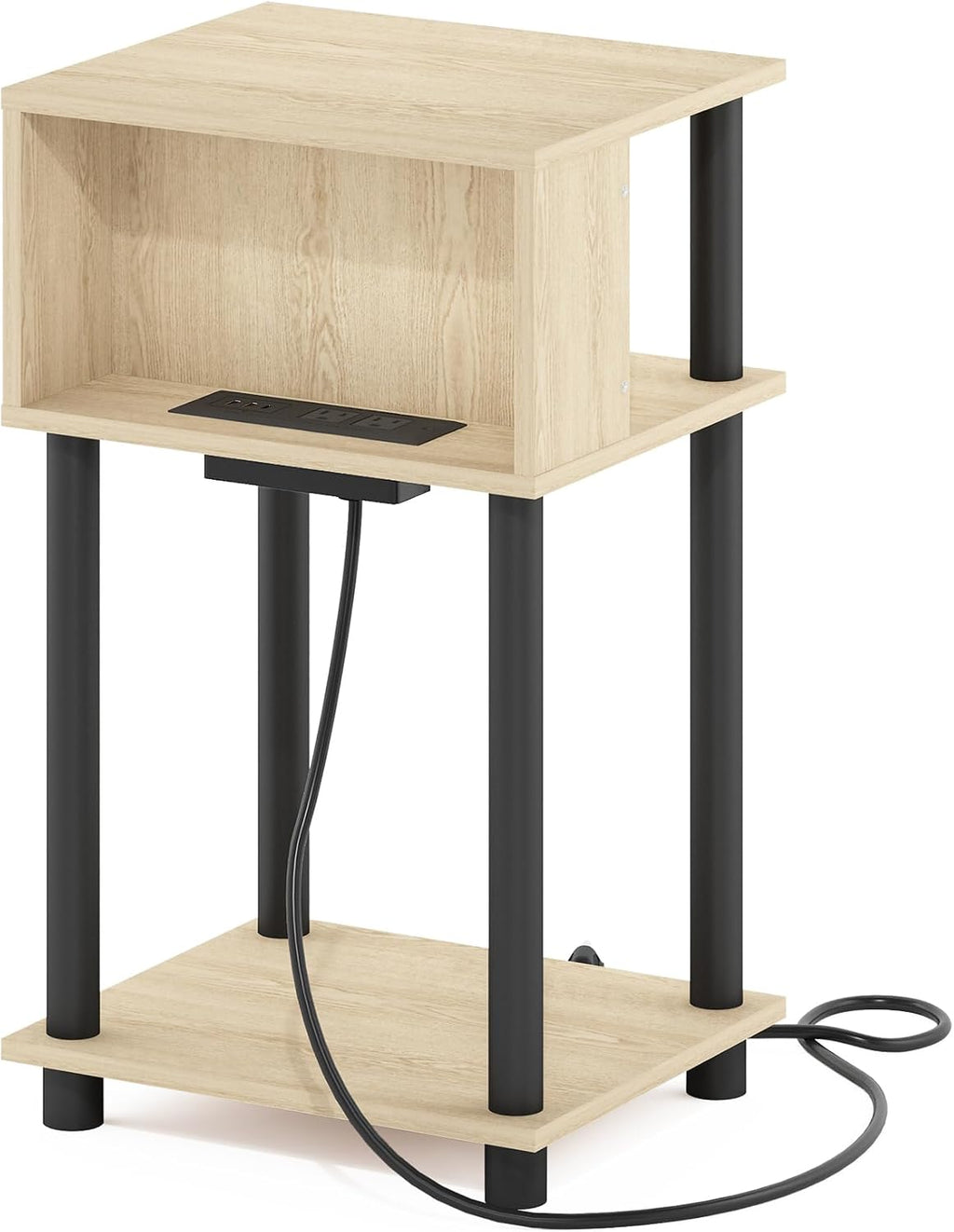 JUST 3-Tier Charging Station Night Stand, Bauhaus Oak