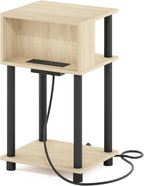 JUST 3-Tier Charging Station Night Stand, Bauhaus Oak