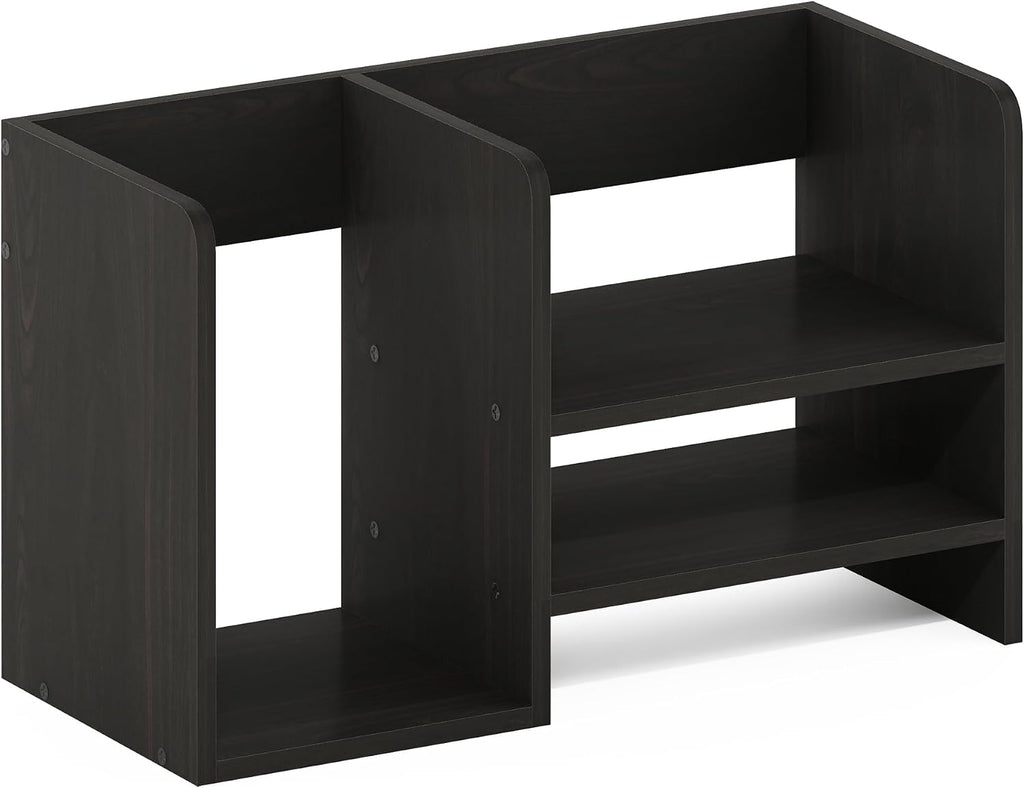 Hermite Wood Desktop Book and Home Office Supplies Storage Organizer, Espresso