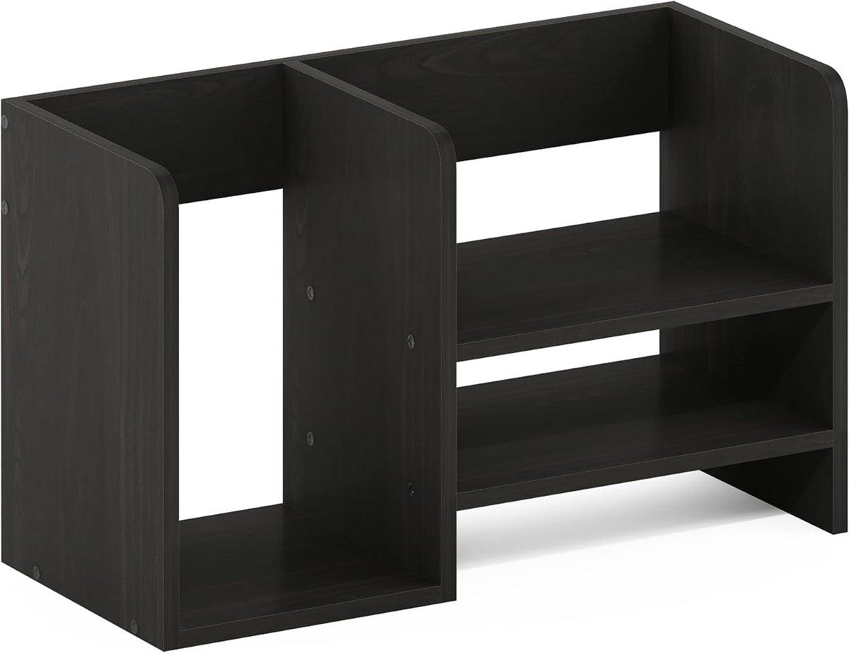 Hermite Wood Desktop Book and Home Office Supplies Storage Organizer, Espresso