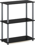 Turn-N-Tube Storage Shelves, 3-Tier Book Shelf, Corner Shelf, Toolless Open Shelves, for Organization and Storage, Living Room, Bedroom, Entryway, Laundry, Black