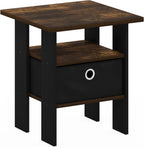 ANDREY Square Side Table, End Table, Night Stand, Amber Pine