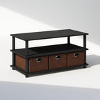 Turn-N-Tube Shoe Rack, 3-Tier Compact Shoe Organizer, Toolless Shoe Storage with Bin Drawers and Open Shelves, 15.5 x 31.2 x 15.4, for Closet Entryway, Office, Garage, Black Oak