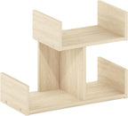 HERMITE Desk File Folder Organizers, 3-Shelf Desktop Office Organization Racks, Desk Top Display Book Shelf, for Paper, Office Supplies, Magazine, Bauhaus Oak