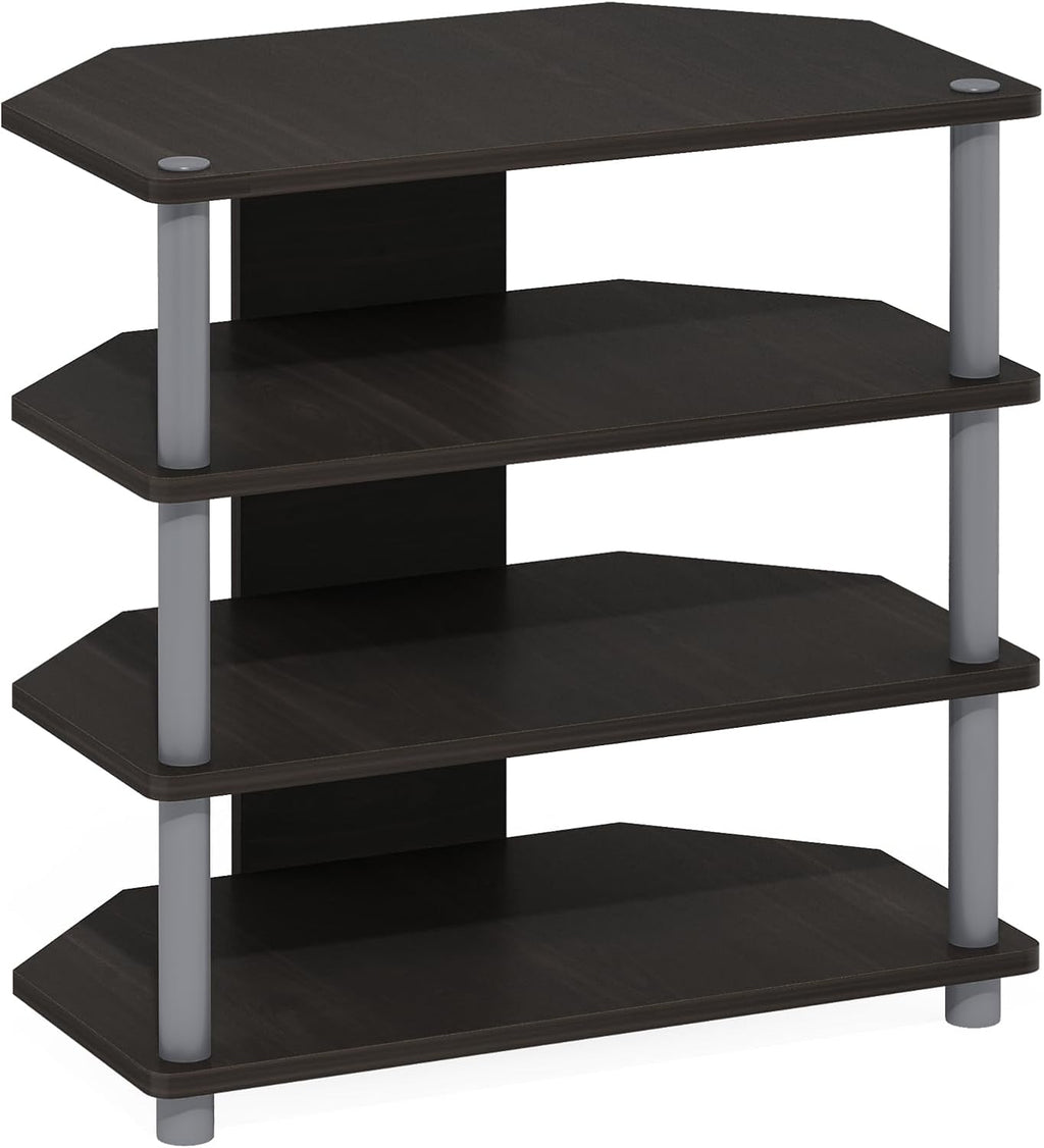 Turn-N-Tube Easy Assembly 4-Tier Petite Entertainment Center / TV Stand / TV Unit / TV Desk, Espresso/Grey