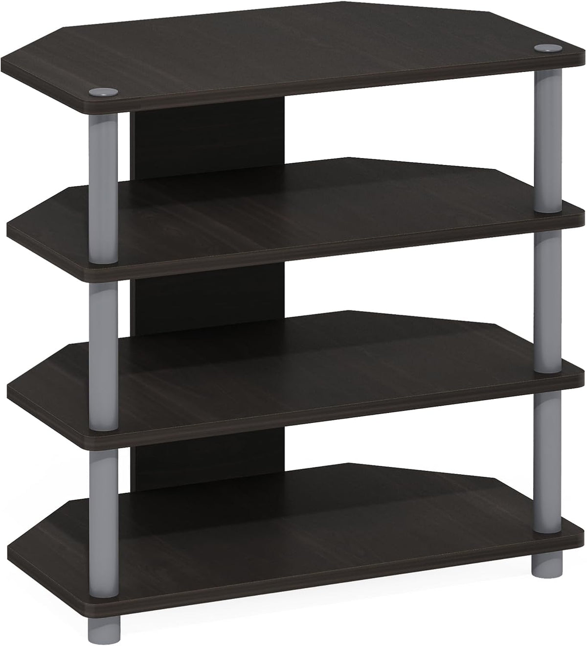 Turn-N-Tube Easy Assembly 4-Tier Petite Entertainment Center / TV Stand / TV Unit / TV Desk, Espresso/Grey