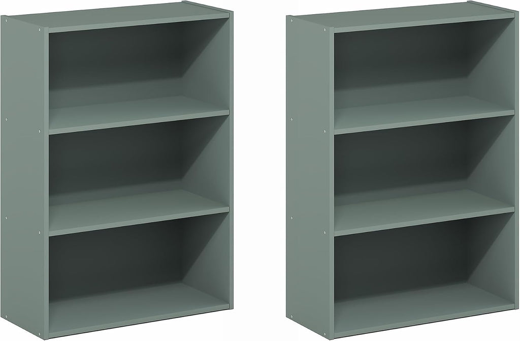 PASIR Set of 2 3-Tier Book Shelf, Sage Green