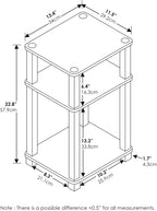 JUST Toolless 3-Tier Side Table, Open Shelf End Table, Amber Pine