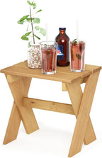 Compact Patio Table with X-Leg, Easy Assembly, Pine Wood