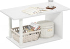 Basic 2-Tier Modern Coffee Table with Open Shelf, White