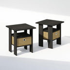TIDUR Night Stand Set of 2, Nightstand with Storage, Espresso