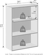 Simple Book Shelf, 3-Tier Bookshelf, Storage Shelves Bookcase, 9.7 x 23.7 x 31.5, for Living Room, Bedroom, Home Office, Plain White