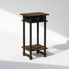 Turn-N-Tube Tall Nightstand with Bin, 1-Pack, Plastic Poles, Amber Pine/Black