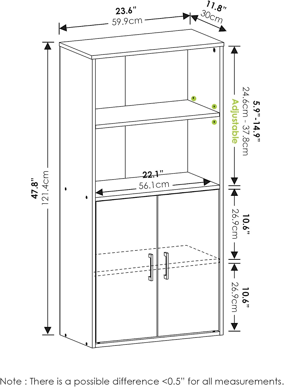 Pasir 4-Tier Storage Bookcase, Bookshelf, Multipurpose Shelf, White