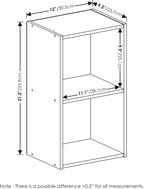PASIR Book Shelf, 2-Tier Modern Bookshelf, Open Shelves Bookcase 9 x 12 x 21, Easy Assembly, for Living Room, Bedroom, Home Office, Blackwood