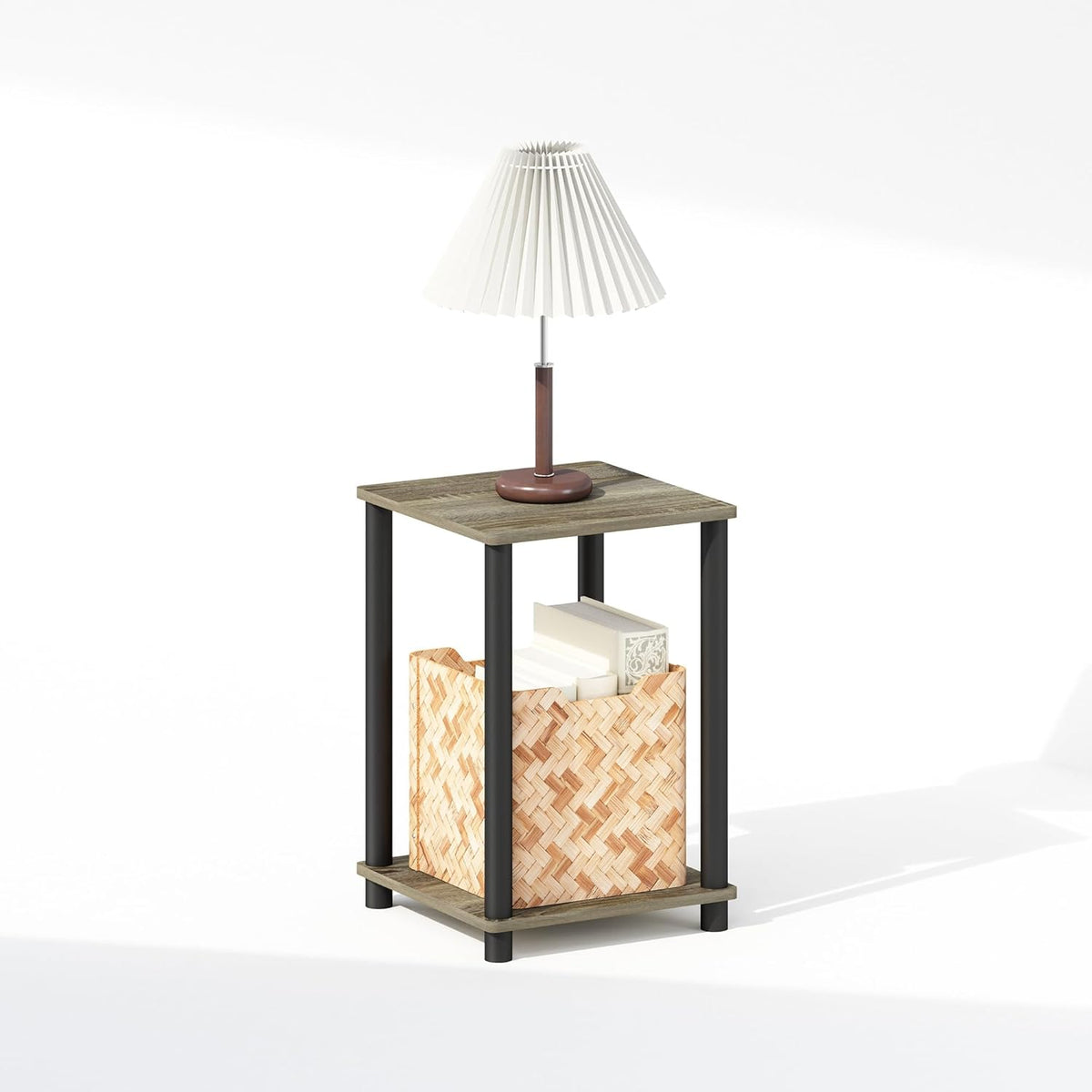 Turn-N-Tube Toolless 2-Tier Open Shelf Night Stand, French Oak