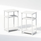 Simplistic Night Stand Set of 2, 3-Tier Open Shelf Design Nightstand with Metal Frame, Bedside Table, End Table, Side Table, for Bedroom, Closet, White