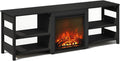 Jensen Fireplace TV Stand, NO Heat Decorative Electric Fireplace TV Stand for TV up to 70 Inch, with Open Storage, for Living Room, Americano