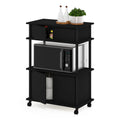 Turn-N-Tube Kitchen Storage Cart with Cabinet and Lockable Wheels, French Oak Grey/Black