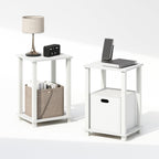 Simplistic Set of 2 Toolless 2-Tier Night Stand, White