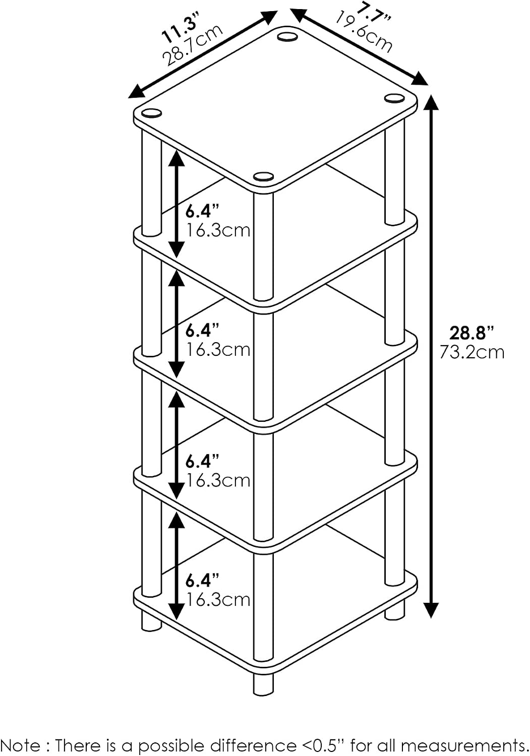 Turn-N-Tube Toolless 4-Tier Storage Shelves, Espresso