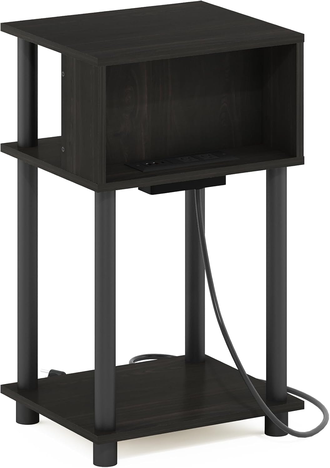 JUST 3-Tier Charging Station Night Stand, Espresso