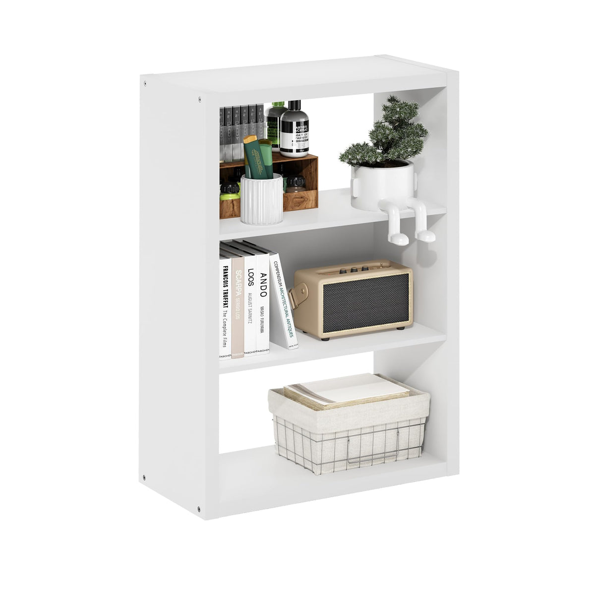 4-Tier Book Shelf, Open Shelves Bookshelf, Light Blue/White